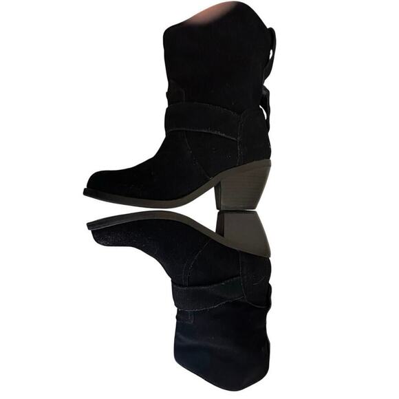 Dolce Vita Double Buckle Black Oiled Suede Pull-On Floppy Boots Sz. 7.5 - Picture 8 of 11